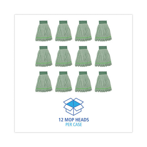 Image of Boardwalk® BWKMWTMGCT Microfiber Looped-End Wet Mop Heads, Medium, Green, 12/carton