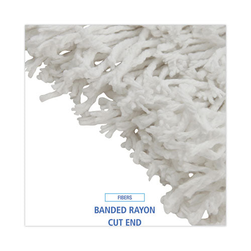 Image of BoardwalkÂ® Banded Rayon Cut-End Mop Heads, #24, White, 1.25" Headband, 12/Carton