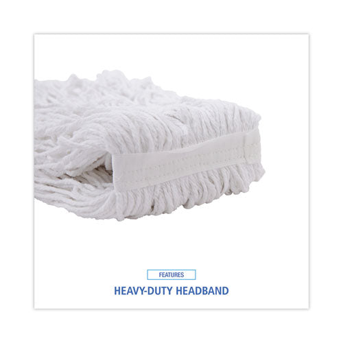 Image of BoardwalkÂ® Banded Rayon Cut-End Mop Heads, #24, White, 1.25" Headband, 12/Carton