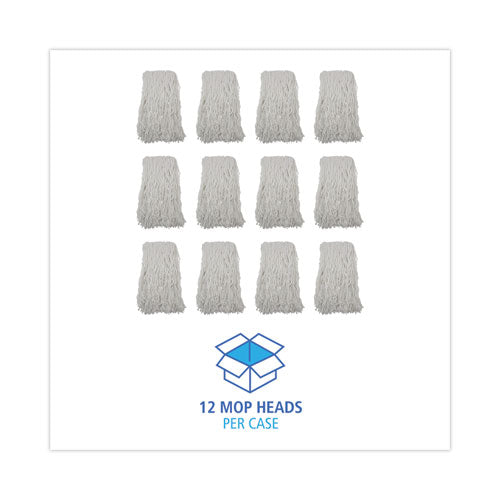 Image of BoardwalkÂ® Banded Rayon Cut-End Mop Heads, #24, White, 1.25" Headband, 12/Carton