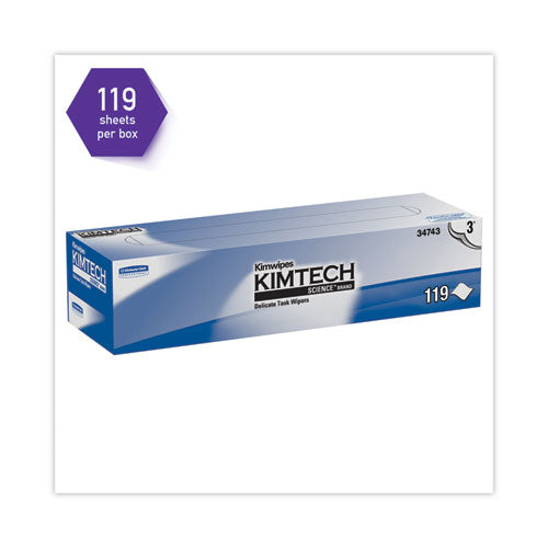 Image of Kimtech 34743 Kimwipes Delicate Task Wipers, 3-Ply, 11.8 x 11.8, Unscented, White, 100/Box, 15 Boxes/Carton