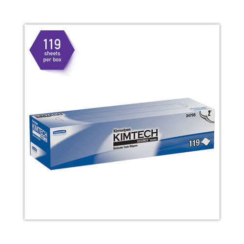 Image of Kimtech 34705 Kimwipes Delicate Task Wipers, 2-Ply, 11.8 x 11.8, Unscented, White, 120/Box, 15 Boxes/Carton