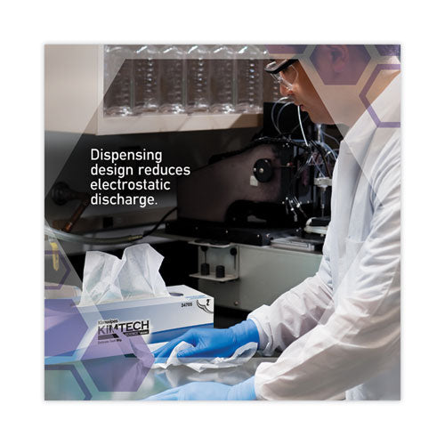 Image of Kimtech 34743 Kimwipes Delicate Task Wipers, 3-Ply, 11.8 x 11.8, Unscented, White, 100/Box, 15 Boxes/Carton