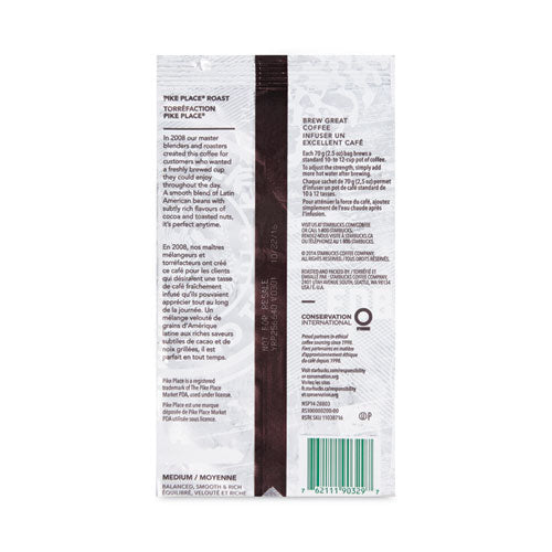 Image of StarbucksÂ® Coffee, Pike Place, 2.7 oz Packet, 72/Carton