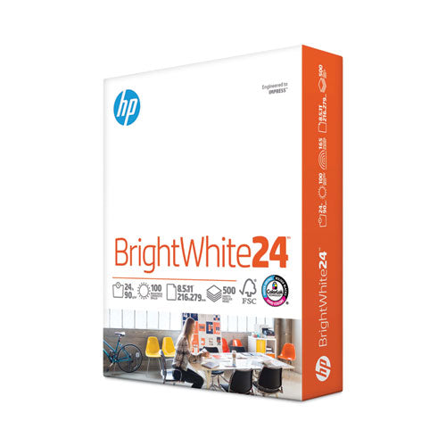 Image of HP Papers 20300-0 Brightwhite24 Paper, 100 Bright, 24 lb Bond Weight, 8.5 x 11, Bright White, 500/Ream