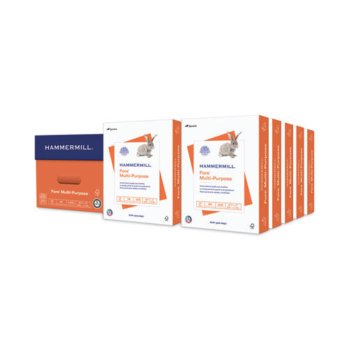 Image of Hammermill® 10326-7 Fore Multipurpose Print Paper, 96 Bright, 20 lb Bond Weight, 8.5 x 11, White, 500 Sheets/Ream, 10 Reams/Carton