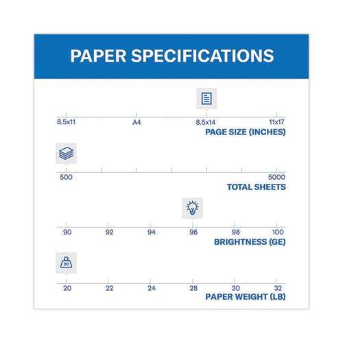 Image of Hammermill® 10329-1 Fore Multipurpose Print Paper, 96 Bright, 20 lb Bond Weight, 8.5 x 14, White, 500/Ream