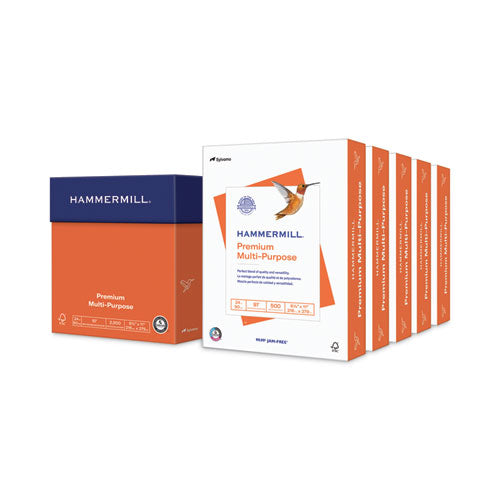 Image of Hammermill® 10581-0 Premium Multipurpose Print Paper, 97 Bright, 24-lb Bond Weight, 8.5 x 11, White, 500 Sheets/Ream, 5 Reams/Carton