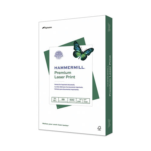 Image of Hammermill® 10462-0 Premium Laser Print Paper, 98 Bright, 24 lb Bond Weight, 11 x 17, White, 500/Ream