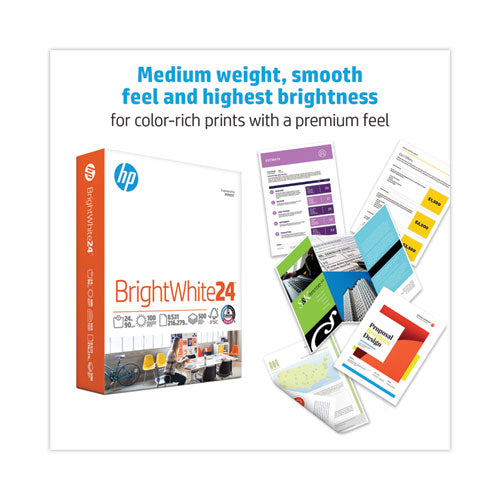 Image of HP Papers 20300-0 Brightwhite24 Paper, 100 Bright, 24 lb Bond Weight, 8.5 x 11, Bright White, 500/Ream