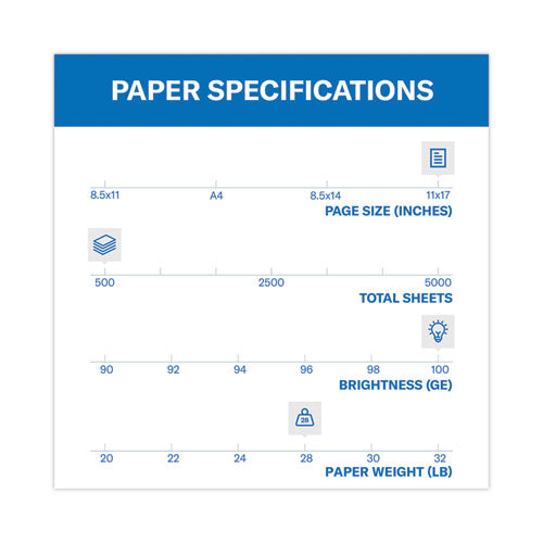Image of Hammermill® 10254-1 Premium Color Copy Print Paper, 100 Bright, 28 lb Bond Weight, 11 x 17, Photo White, 500/Ream