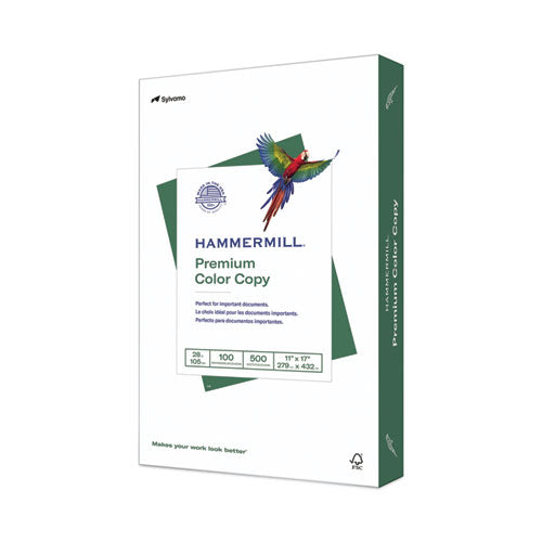 Image of Hammermill® 10254-1 Premium Color Copy Print Paper, 100 Bright, 28 lb Bond Weight, 11 x 17, Photo White, 500/Ream