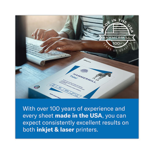 Image of Hammermill® 10247-5 Premium Color Copy Print Paper, 100 Bright, 28 lb Bond Weight, 8.5 x 14, Photo White, 500/Ream