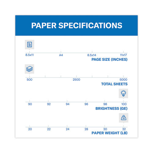 Image of Hammermill® 10263-0 Premium Color Copy Print Paper, 100 Bright, 32 lb Bond Weight, 8.5 x 11, Photo White, 500/Ream