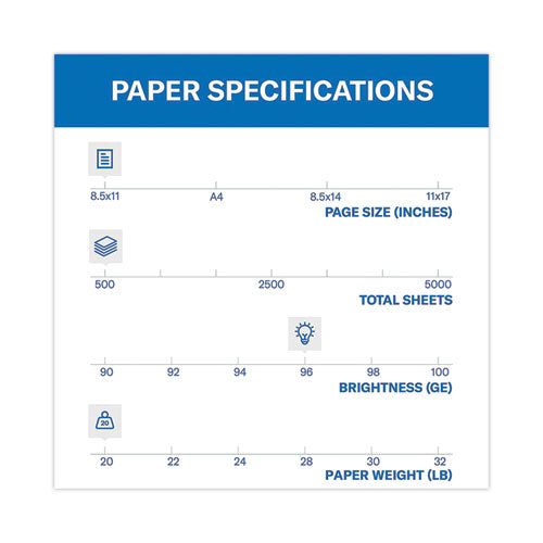 Image of HammermillÂ® Fore Multipurpose Print Paper, 96 Bright, 20 lb Bond Weight, 8.5 x 11, White, 500 Sheets/Ream