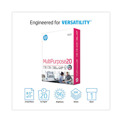 Image of HP Papers 11200-0 MultiPurpose20 Paper, 96 Bright, 20 lb Bond Weight, 8.5 x 11, White, 500/Ream