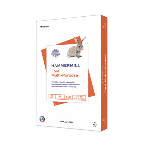 Image of HammermillÂ® Fore Multipurpose Print Paper, 96 Bright, 24 lb Bond Weight, 11 x 17, White, 500/Ream