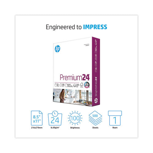 Image of HP Papers 11240-0 Premium24 Paper, 98 Bright, 24 lb Bond Weight, 8.5 x 11, Ultra White, 500/Ream