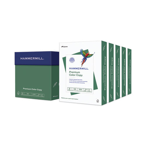 Image of Hammermill® 102450 Premium Color Copy Print Paper, 100 Bright, 28 lb Bond Weight, 8.5 x 11, Photo White, 500 Sheets/Ream, 5 Reams/Carton