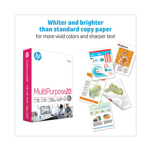 Image of HP Papers 112530 MultiPurpose20 Paper, 96 Bright, 20 lb Bond Weight, 8.5 x 11, White, 500 Sheets/Ream, 3 Reams/Carton