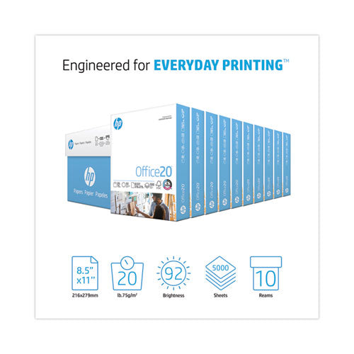 Image of HP Papers 11210-1 Office20 Paper, 92 Bright, 20 lb Bond Weight, 8.5 x 11, White, 500 Sheets/Ream, 10 Reams/Carton