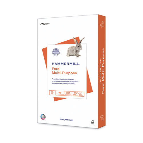 Image of Hammermill® 10329-1 Fore Multipurpose Print Paper, 96 Bright, 20 lb Bond Weight, 8.5 x 14, White, 500/Ream