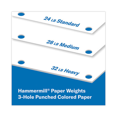 Image of Hammermill® 10768-1 Premium Laser Print Paper, 98 Bright, 3-Hole, 24 lb Bond Weight, 8.5 x 11, White, 500/Ream