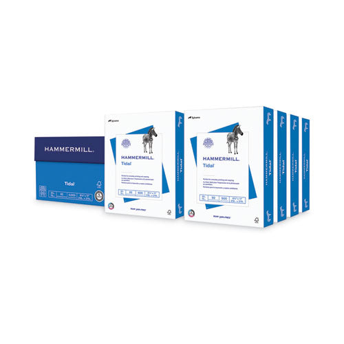 Image of Hammermill® 162400 Tidal Print Paper, 92 Bright, 20 lb Bond Weight, 8.5 x 11, White, 500 Sheets/Ream, 8 Reams/Carton