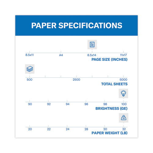 Image of Hammermill® 10247-5 Premium Color Copy Print Paper, 100 Bright, 28 lb Bond Weight, 8.5 x 14, Photo White, 500/Ream