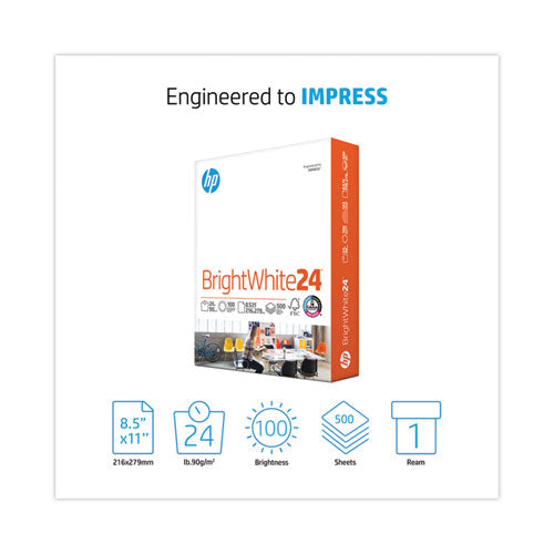 Image of HP Papers 20300-0 Brightwhite24 Paper, 100 Bright, 24 lb Bond Weight, 8.5 x 11, Bright White, 500/Ream