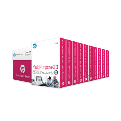 Image of HP Papers 112000- MultiPurpose20 Paper, 96 Bright, 20 lb Bond Weight, 8.5 x 11, White, 500 Sheets/Ream, 10 Reams/Carton