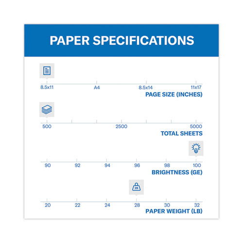 Image of Hammermill® 10246-7 Premium Color Copy Print Paper, 100 Bright, 28 lb Bond Weight, 8.5 x 11, Photo White, 500/Ream