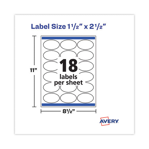 Image of Avery® 22564 Laser/Inkjet Media Labels, Inkjet/Laser Printers, 1.5 x 2.5, White, 18 Labels/Sheet, 25 Sheets/Pack