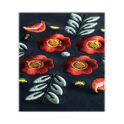 Image of Denik AHBC550L Vegan-Suede Layflat Hardbound Journal, Evelyn's Floral Bouquet, College Rule, Dark Blue/Multicolor Cover, (72) 8 x 5.5 Sheets