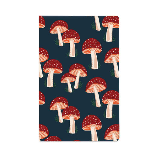 Image of Denik LFC1138L Classic Layflat Softcover Notebook, Mushroom Artwork, Medium/College Rule, Navy Blue/Multicolor Cover, (72) 8 x 5 Sheets