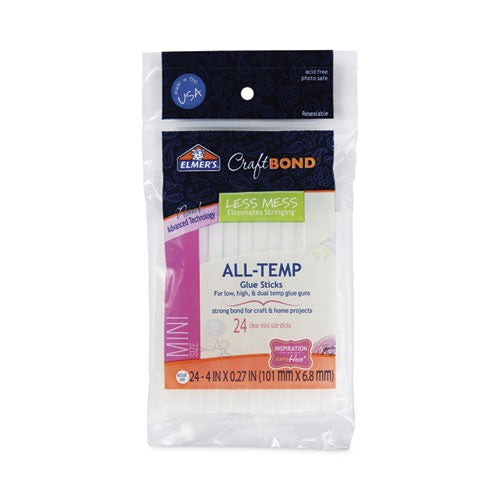 Image of Elmer's® E6055 CraftBond Less Mess All-Temp Glue Sticks, 0.27" x 4", Dries Clear, 24/Pack