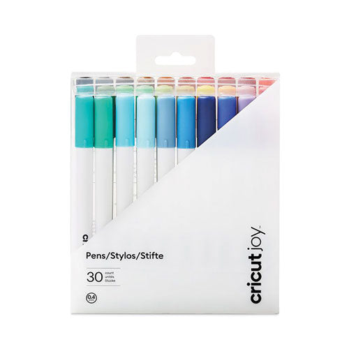 Image of Cricut® 2011936 Joy Porous Point Pen, Stick, Fine 0.4 mm, Assorted Ink Colors, White Barrel, 30/Set