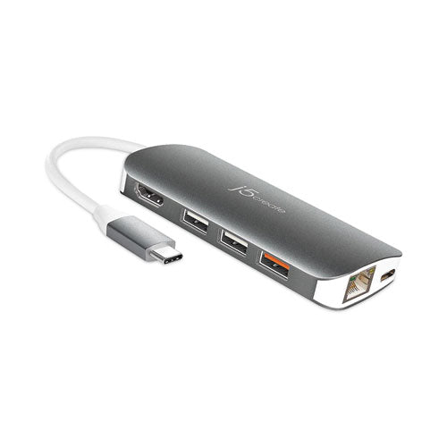 Image of j5create® JCD383 USB-C Multiport Adapter, Gray/White