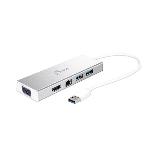 Image of j5create® JUD380 Dual Monitor Docking Station for PC/Mac, Silver
