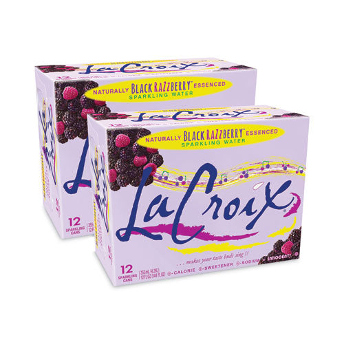 Image of LaCroix® NAV40112 Sparkling Water, Black Razzberry, 12 oz Can, 12 Cans/Pack, 2 Packs/Carton