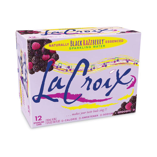 Image of LaCroix® NAV40112 Sparkling Water, Black Razzberry, 12 oz Can, 12 Cans/Pack, 2 Packs/Carton