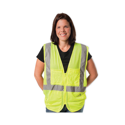 Image of PIP 302-MVGLY-2X ANSI Class 2 Hook and Loop Safety Vest, 2X-Large, Hi-Viz Lime Yellow