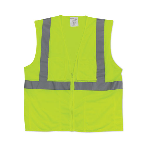 Image of PIP 302-MVGZLY-2X Zipper Safety Vest, 2X-Large, Hi-Viz Lime Yellow