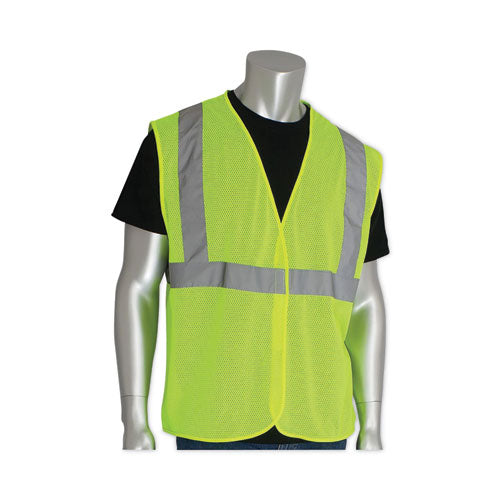 Image of PIP 302-MVGZLY-2X Zipper Safety Vest, 2X-Large, Hi-Viz Lime Yellow