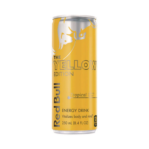 Image of Red Bull® RBD28162 The Yellow Edition Tropical Energy Drink, Tropical Punch, 8.4 oz Can, 24/Carton