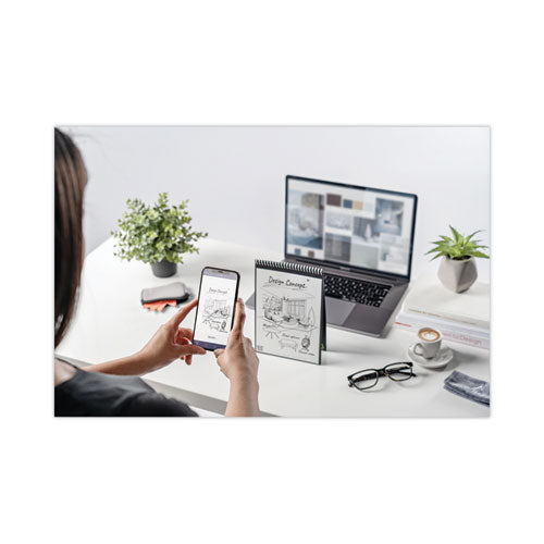 Image of Rocketbook RNLLXM-BLK Flip Smart Notepad, Black Cover, Lined/Dotted Rule, (16) White 8.5 x 11 Sheets