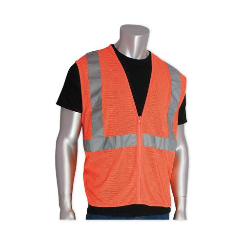 Image of PIP 302-MVGZOR-XL Zipper Safety Vest, X-Large, Hi-Viz Orange