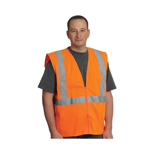 Image of PIP 302-MVGZOR-XL Zipper Safety Vest, X-Large, Hi-Viz Orange
