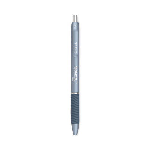 Image of Sharpie® S-Gel 2126213 S-Gel Fashion Barrel Gel Pen, Retractable, Medium 0.7 mm, Black Ink, Frost Blue Barrel, 4/Pack