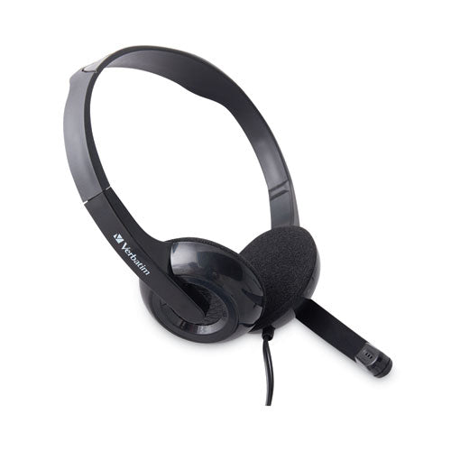 Image of VerbatimÂ® Headset, w/Microphone, Stereo, Adj Headband, Black